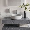 Kenzo 600mm Wall Hung White Marble Basin Shelf & Bottle Trap