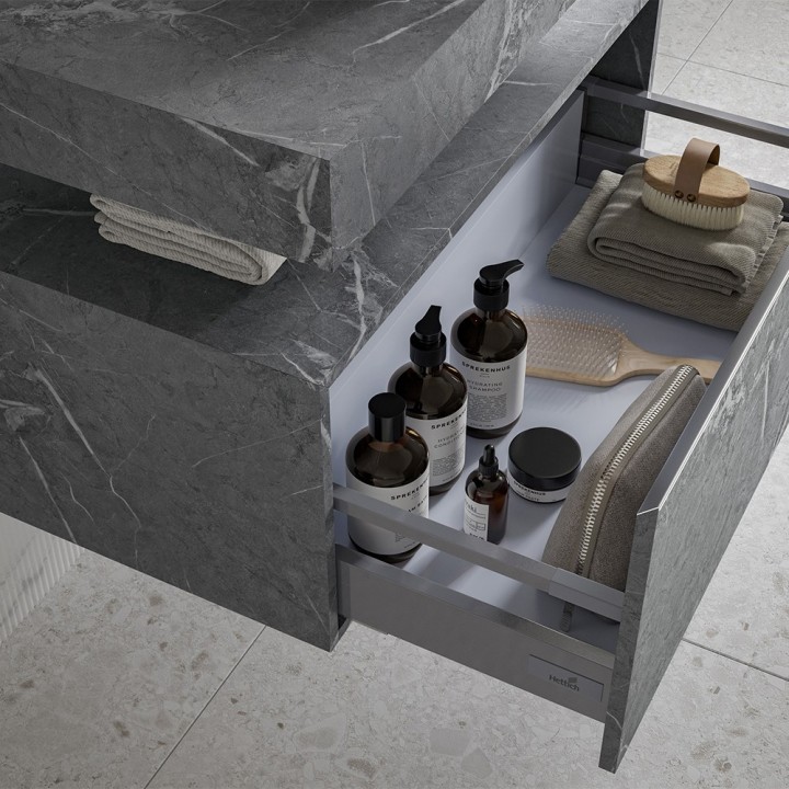 Kenzo 800mm Wall Hung Marble Basin Shelf & Bottle Trap