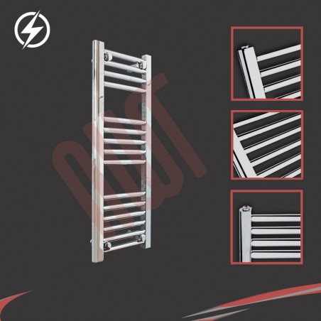 300mm (w) x 800mm (h) Electric Straight Chrome Towel Rail (Single Heat or Thermostatic Option)