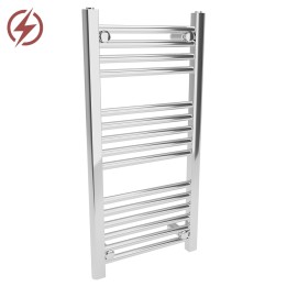 400mm (w) x 800mm (h) Electric Straight Chrome Towel Rail (Single Heat or Thermostatic Option)