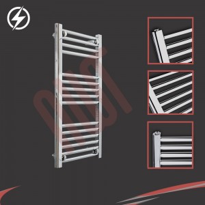 400mm (w) x 800mm (h) Electric Straight Chrome Towel Rail (Single Heat or Thermostatic Option)