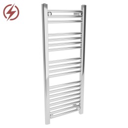 400mm (w) x 1000mm (h) Electric Straight Chrome Towel Rail (Single Heat or Thermostatic Option)