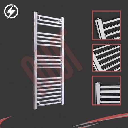 400mm (w) x 1000mm (h) Electric Straight Chrome Towel Rail (Single Heat or Thermostatic Option)