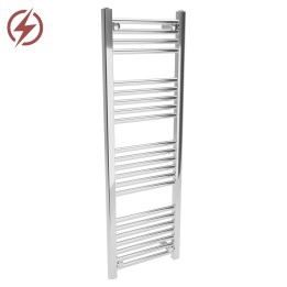 400mm (w) x 1200mm (h) Electric Straight Chrome Towel Rail (Single Heat or Thermostatic Option)
