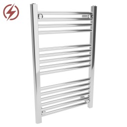 500mm (w) x 800mm (h) Electric Straight Chrome Towel Rail (Single Heat or Thermostatic Option)