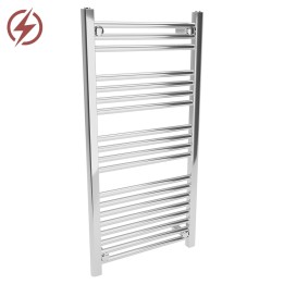 500mm (w) x 1000mm (h) Electric Straight Chrome Towel Rail (Single Heat or Thermostatic Option)