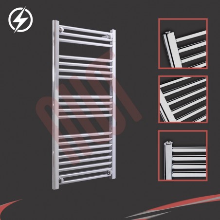 500mm (w) x 1000mm (h) Electric Straight Chrome Towel Rail (Single Heat or Thermostatic Option)