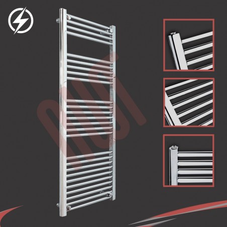 500mm (w) x 1400mm (h) Electric Straight Chrome Towel Rail (Single Heat or Thermostatic Option)