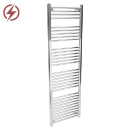 500mm (w) x 1600mm (h) Electric Straight Chrome Towel Rail (Single Heat or Thermostatic Option)