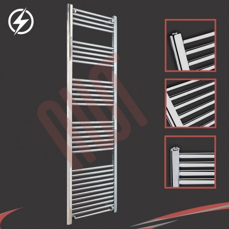 500mm (w) x 1800mm (h) Electric Straight Chrome Towel Rail (Single Heat or Thermostatic Option)