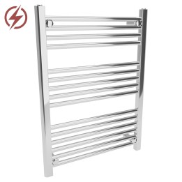 600mm (w) x 800mm (h) Electric Straight Chrome Towel Rail (Single Heat or Thermostatic Option)