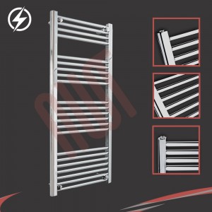 600mm (w) x 1200mm (h) Electric Straight Chrome Towel Rail (Single Heat or Thermostatic Option)