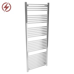 600mm (w) x 1600mm (h) Electric Straight Chrome Towel Rail (Single Heat or Thermostatic Option)