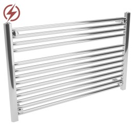 900mm (w) x 600mm (h) Electric Straight Chrome Towel Rail (Single Heat or Thermostatic Option)