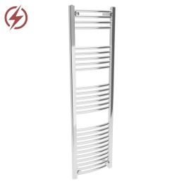 400mm (w)  x 1400mm (h) Electric Curved Chrome Towel Rail (Single Heat or Thermostatic Option)