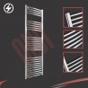 400mm (w)  x 1400mm (h) Electric Curved Chrome Towel Rail (Single Heat or Thermostatic Option)