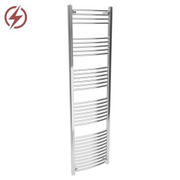 500mm (w)  x 1800mm (h) Electric Curved Chrome Towel Rail (Single Heat or Thermostatic Option)