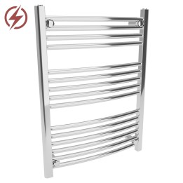 600mm  (w) x 800mm (h) Electric Curved Chrome Towel Rail (Single Heat or Thermostatic Option)