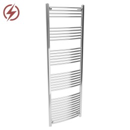 600mm (w) x 1800mm (h) Electric Curved Chrome Towel Rail (Single Heat or Thermostatic Option)