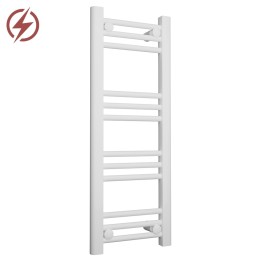 300mm (w) x 800mm (h) Electric Straight White Towel Rail (Single Heat or Thermostatic Option)
