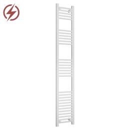 300mm (w) x 1800mm (h) Electric Straight White Towel Rail (Single Heat or Thermostatic Option)