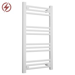 400mm (w) x 800mm (h) Electric Straight White Towel Rail (Single Heat or Thermostatic Option)