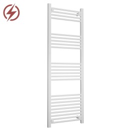 500mm (w) x 1500mm (h) Straight Electric White Towel Rail (Single Heat or Thermostatic Option)