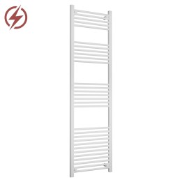500mm (w) x 1800mm (h) Electric Straight White Towel Rail (Single Heat or Thermostatic Option)