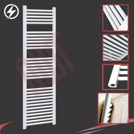 500mm (w) x 1800mm (h) Electric Straight White Towel Rail (Single Heat or Thermostatic Option)