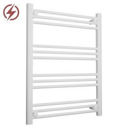 600mm (w) x 800mm (h) Electric Straight White Towel Rail (Single Heat or Thermostatic Option)