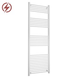 600mm (w) x 1800mm (h)  Electric Straight White Towel Rail (Single Heat or Thermostatic Option)