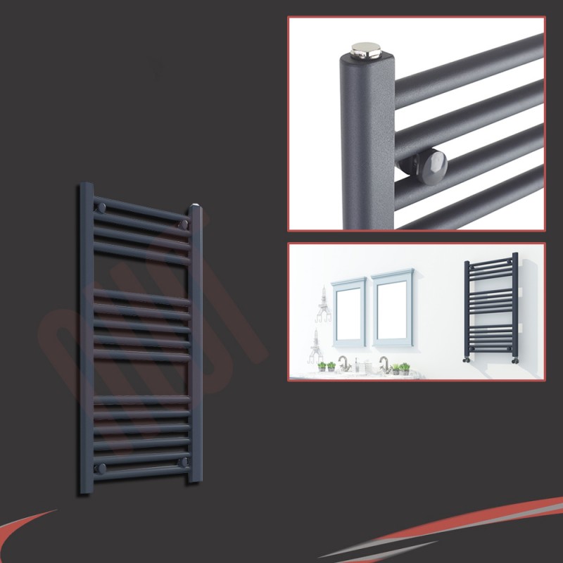 300mm (w) x 800mm (h) "Straight Anthracite" Designer Towel Rail