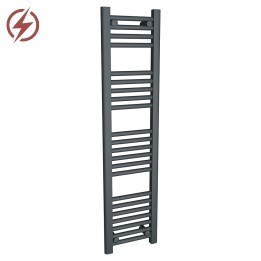300mm (w) x 1200mm (h) Electric "Anthracite" Towel Rail (Single Heat or Thermostatic Option)