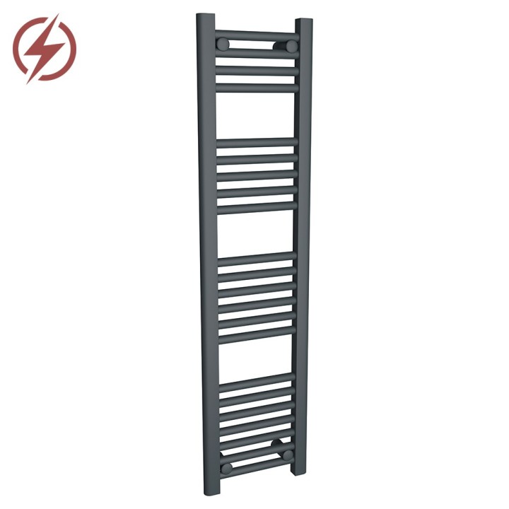 300mm (w) x 1200mm (h) Electric "Anthracite" Towel Rail (Single Heat or Thermostatic Option)