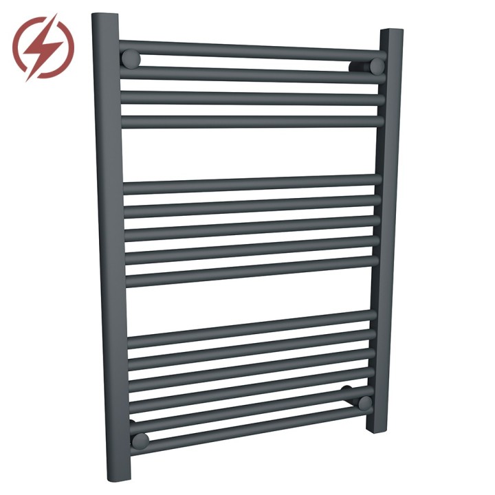 600mm (w) x 800mm (h) Electric "Anthracite" Towel Rail (Single Heat or Thermostatic Option)