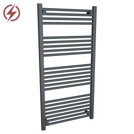 600mm (w) x 1200mm (h) Electric "Anthracite" Towel Rail (Single Heat or Thermostatic Option)