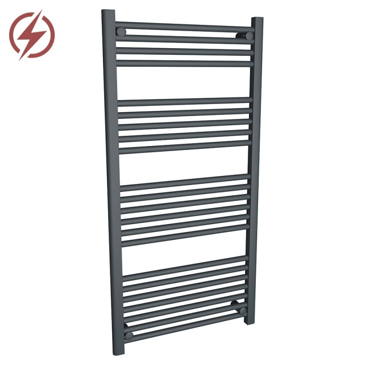 600mm (w) x 1200mm (h) Electric "Anthracite" Towel Rail (Single Heat or Thermostatic Option)