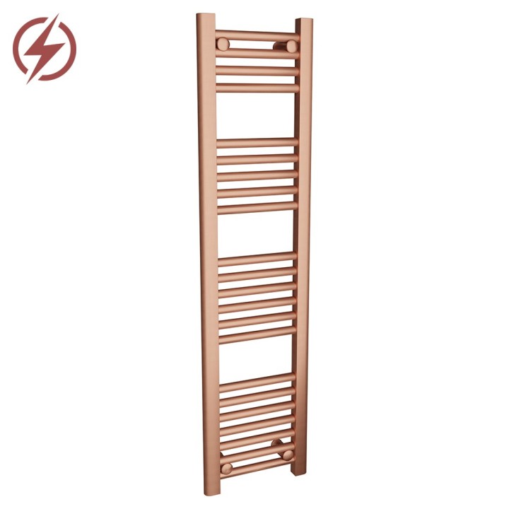 300mm (w)  x 1200mm (h) Electric "Brushed Copper" Towel Rail