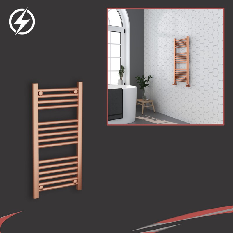 400mm (w)  x 800mm (h) Electric "Brushed Copper" Towel Rail