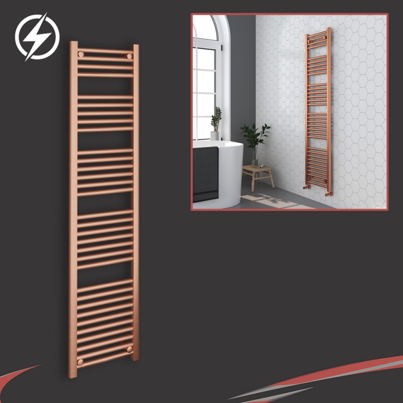 400mm (w)  x 1600mm (h) Electric "Brushed Copper" Towel Rail