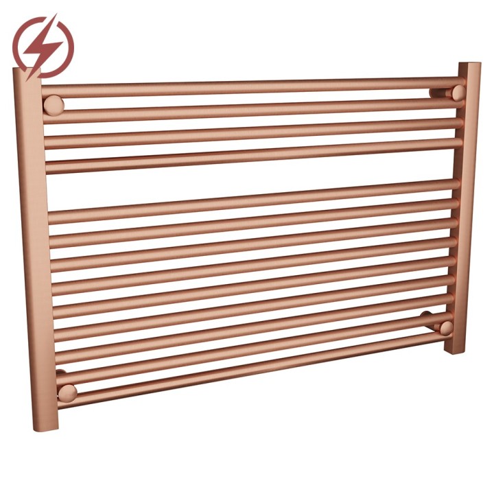 900mm (w) x 600mm (h) Electric "Straight Brushed Copper" Towel Rail