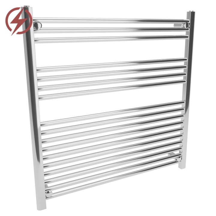 900mm (w) x 900mm (h) Electric Straight Chrome Towel Rail (Single Heat or Thermostatic Option)
