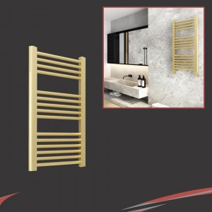 400mm (w)  x 800mm (h) "Straight Brushed Brass" Towel Rail