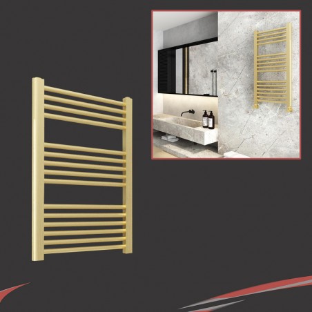 500mm (w)  x 800mm (h) "Straight Brushed Brass" Towel Rail