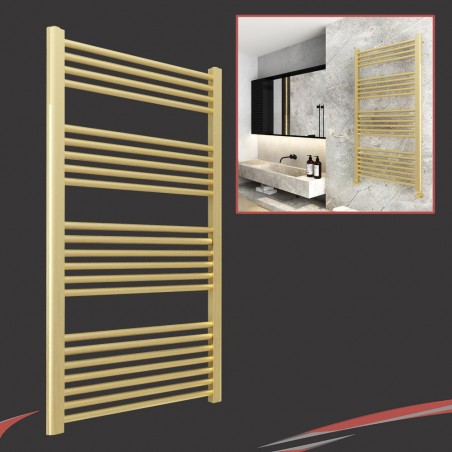 600mm (w)  x 1200mm (h) "Straight Brushed Brass" Towel Rail