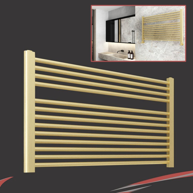 900mm (w)  x 600mm (h) "Straight Brushed Brass" Towel Rail