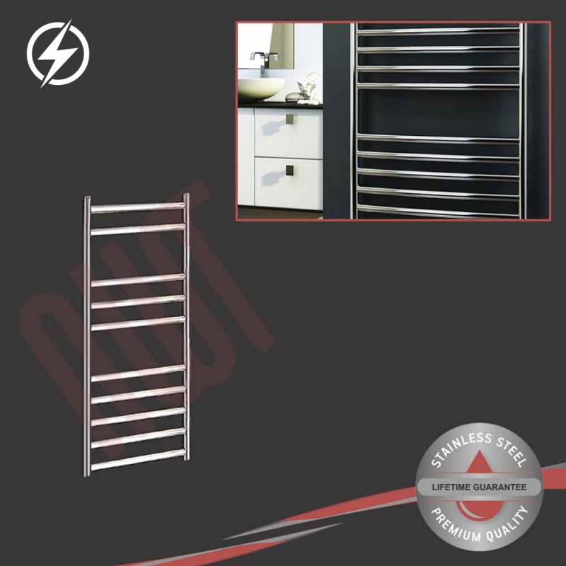 350mm (w) x 800mm (h) Electric Stainless Steel Towel Rail (Single Heat or Thermostatic Option)