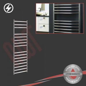 350mm (w) x 1200mm (h) Electric "Polished Stainless Steel" Towel Rail