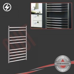 500mm (w) x 800mm (h) Electric "Polished Stainless Steel" Towel Rail