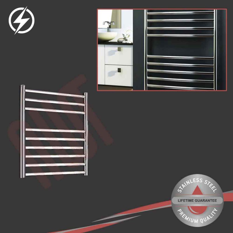 600mm (w) x 600mm (h) Electric "Polished Stainless Steel" Towel Rail